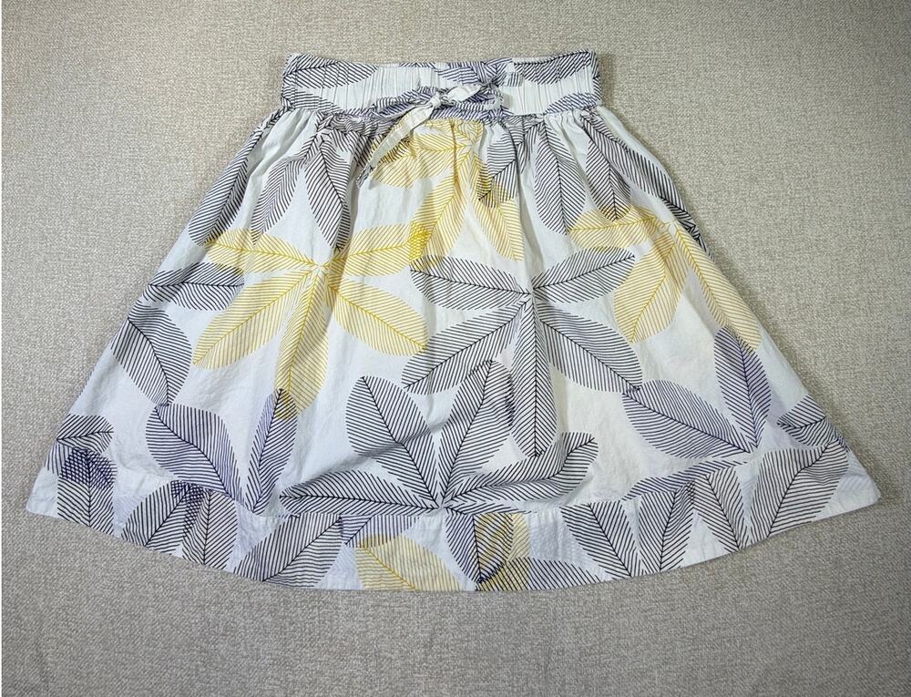 The Territory Ahead Women M White Yellow Leaf  Pull On Summer Lightweight Skirt